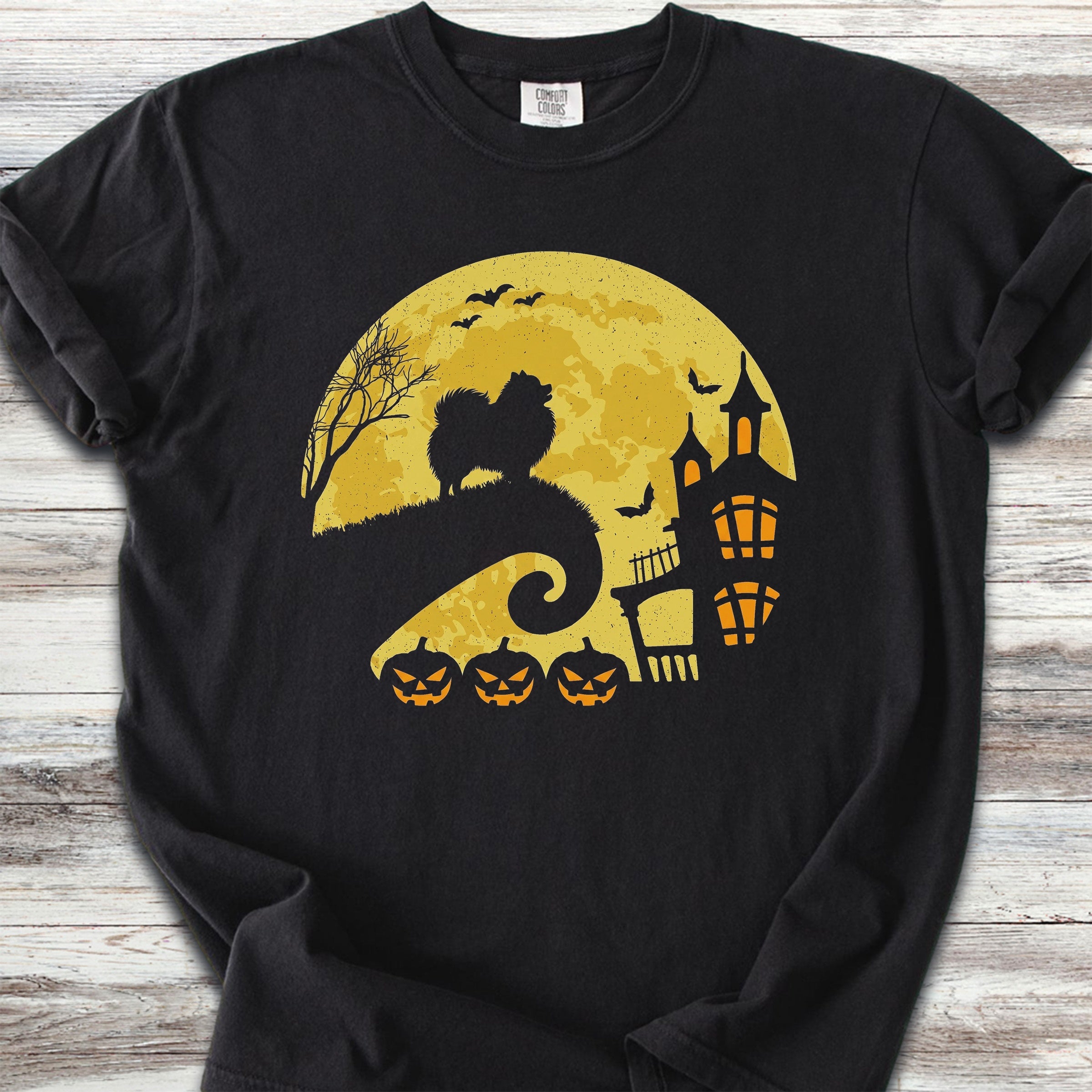 Pomeranian Halloween Moon - Black