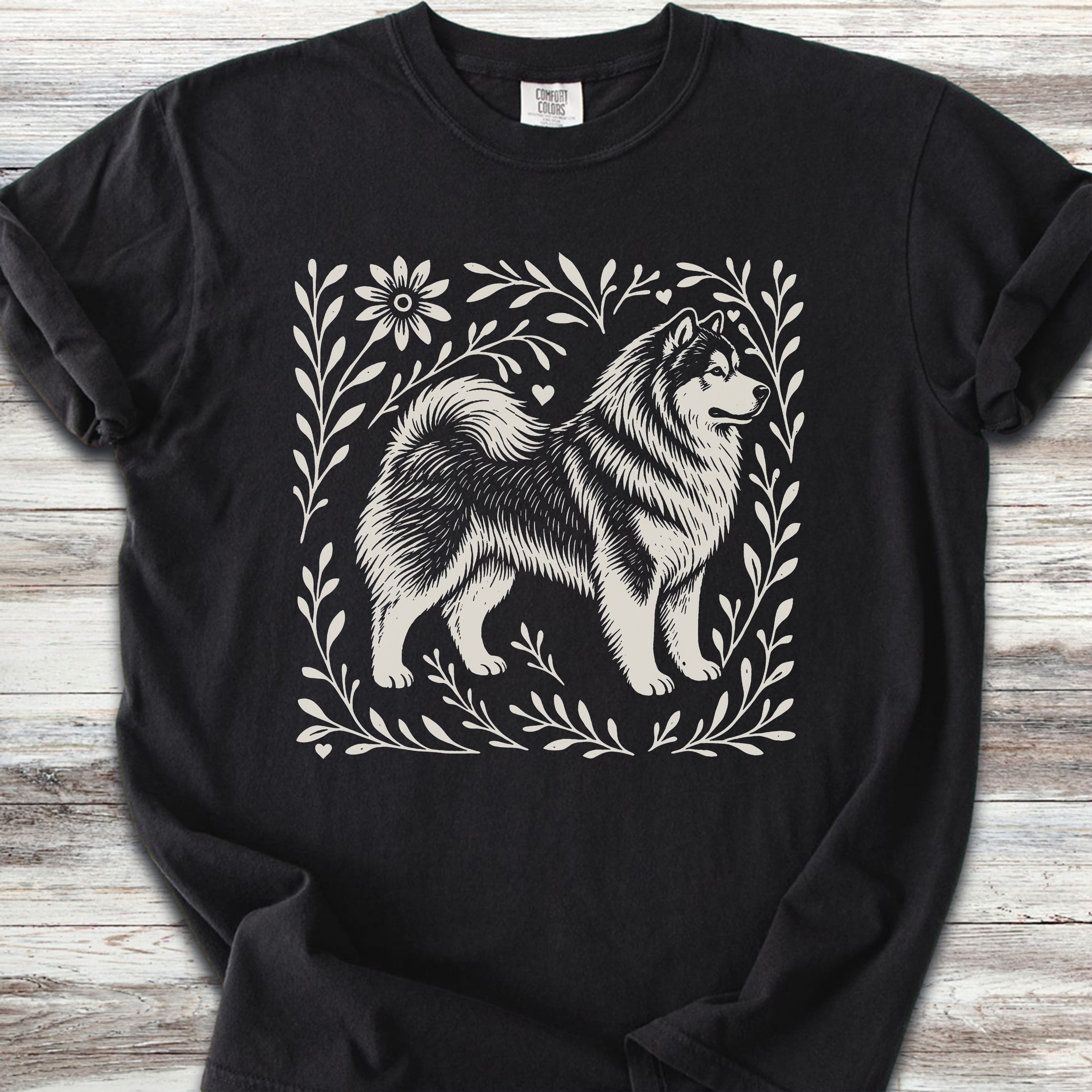 Alaskan Malamute Linocut - Black