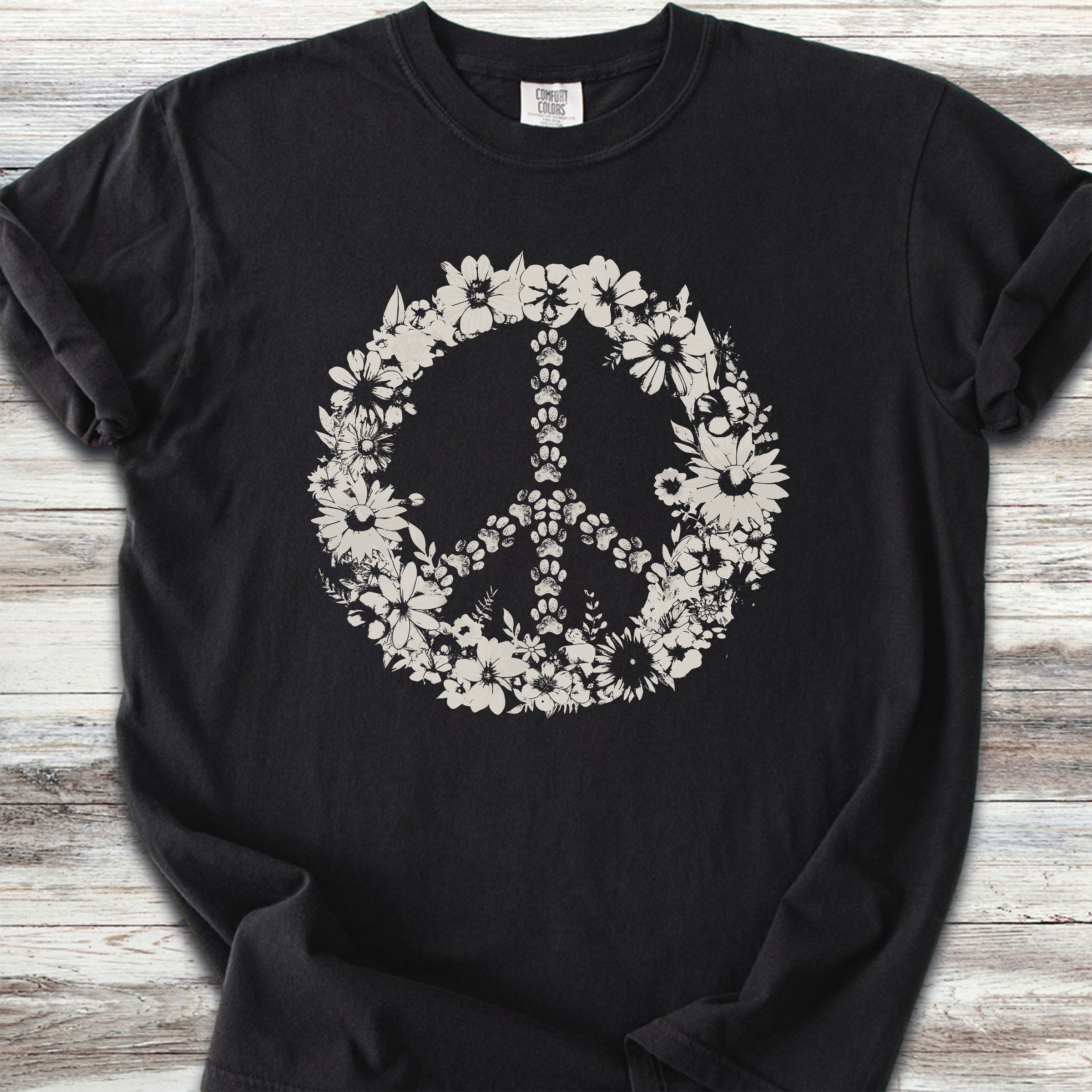 Vintage Floral Peace - Black