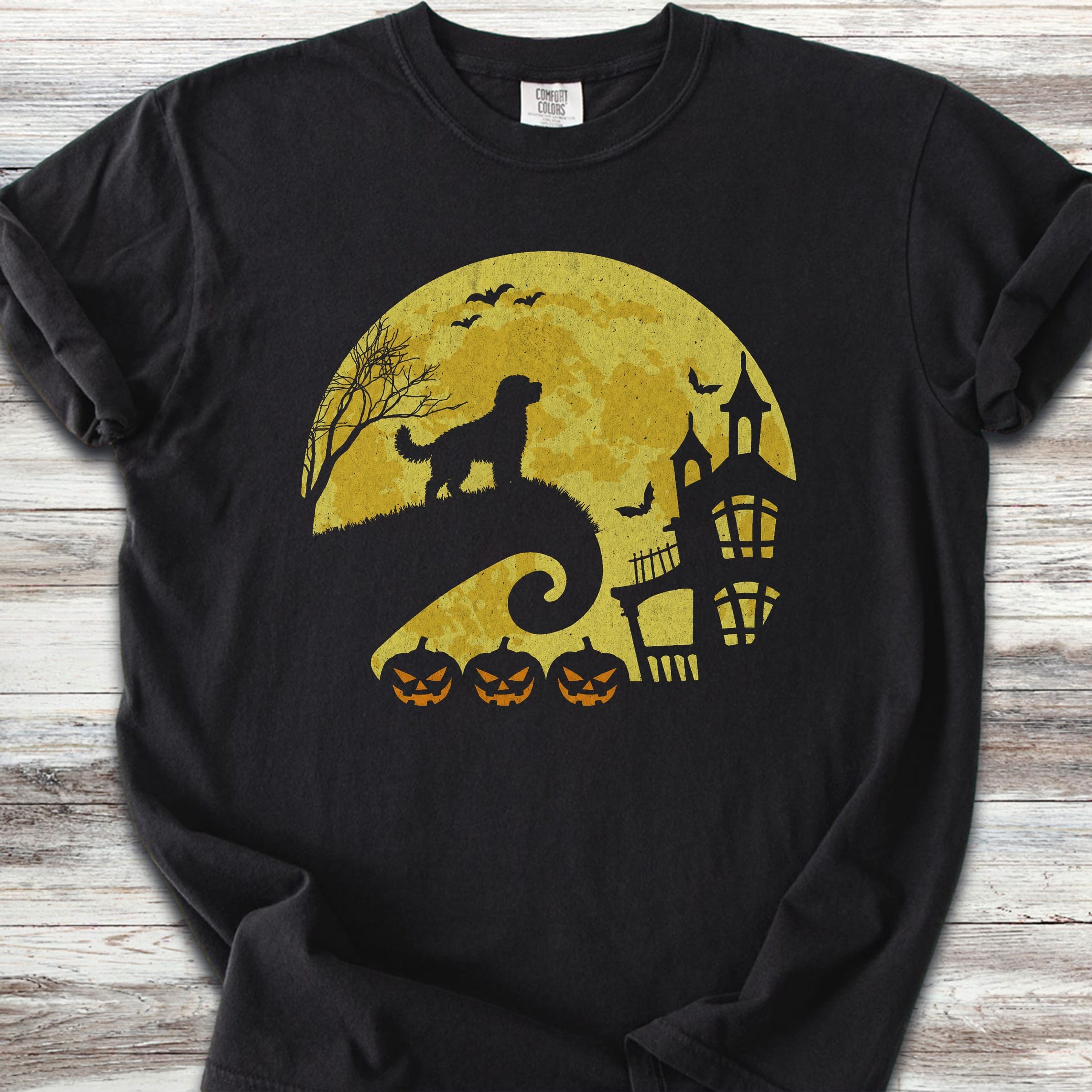 Aussiedoodle Halloween Moon - Black