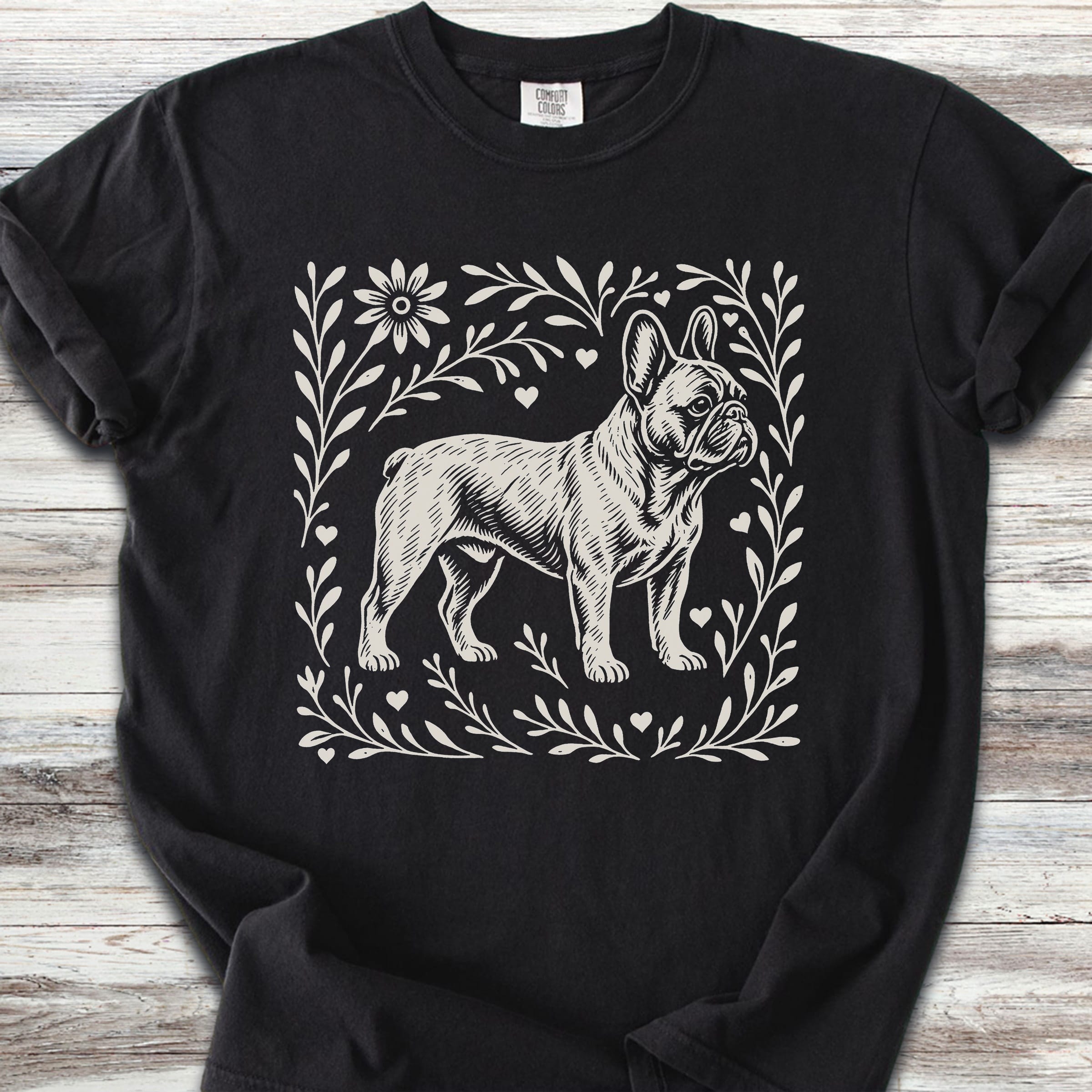 French Bulldog Linocut - Black