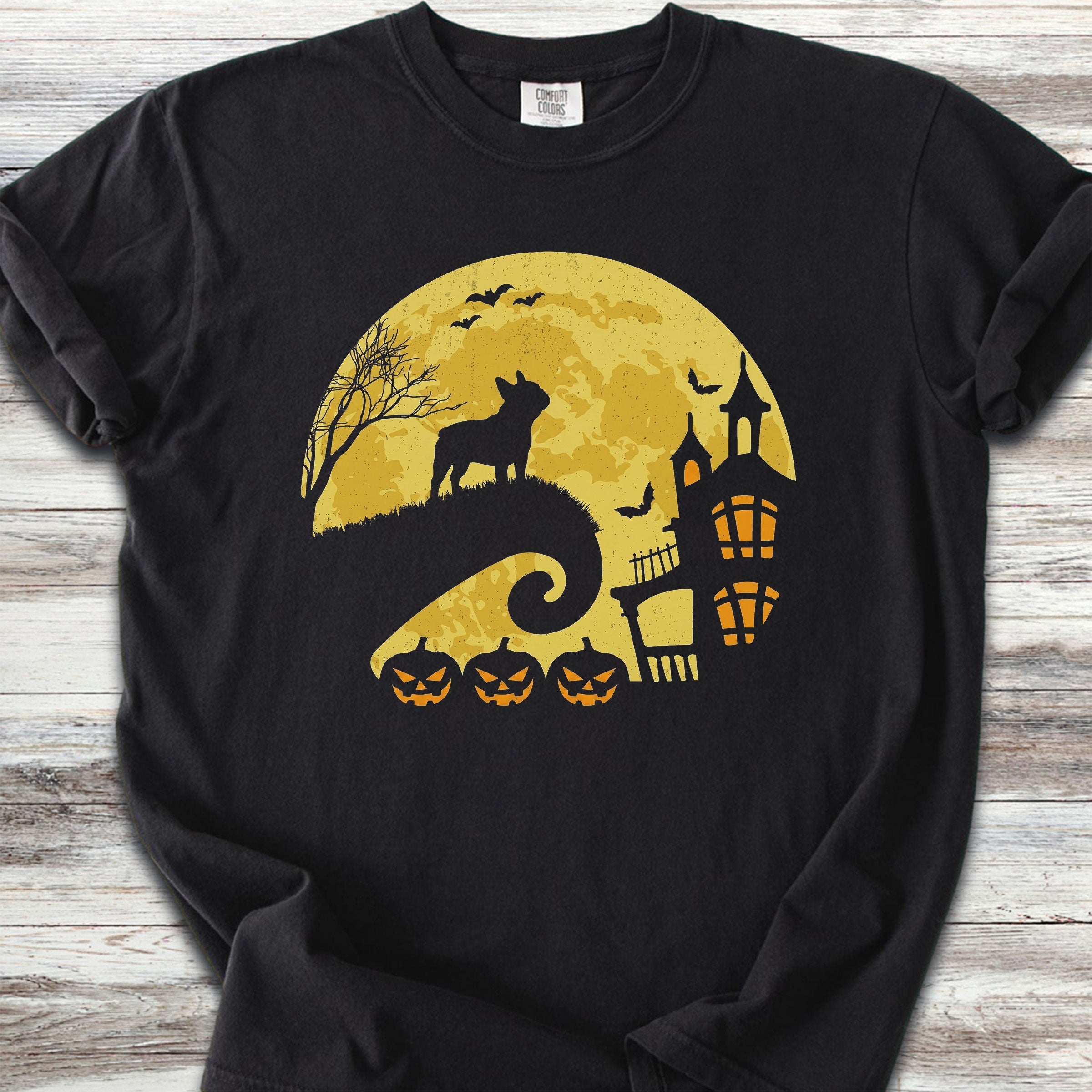 French Bulldog Halloween Moon - Black