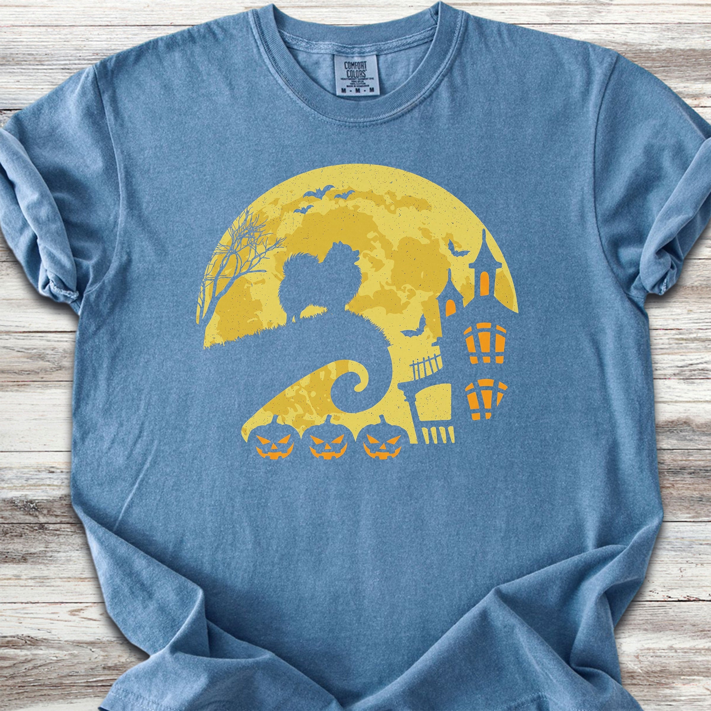 Pomeranian Halloween Moon - Blue Jean