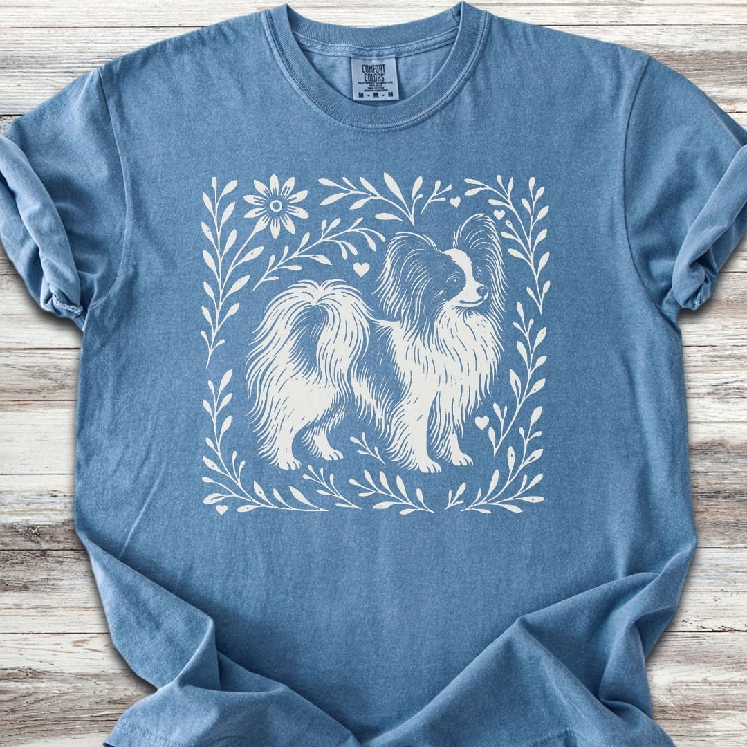 Papillon Linocut - Blue Jean