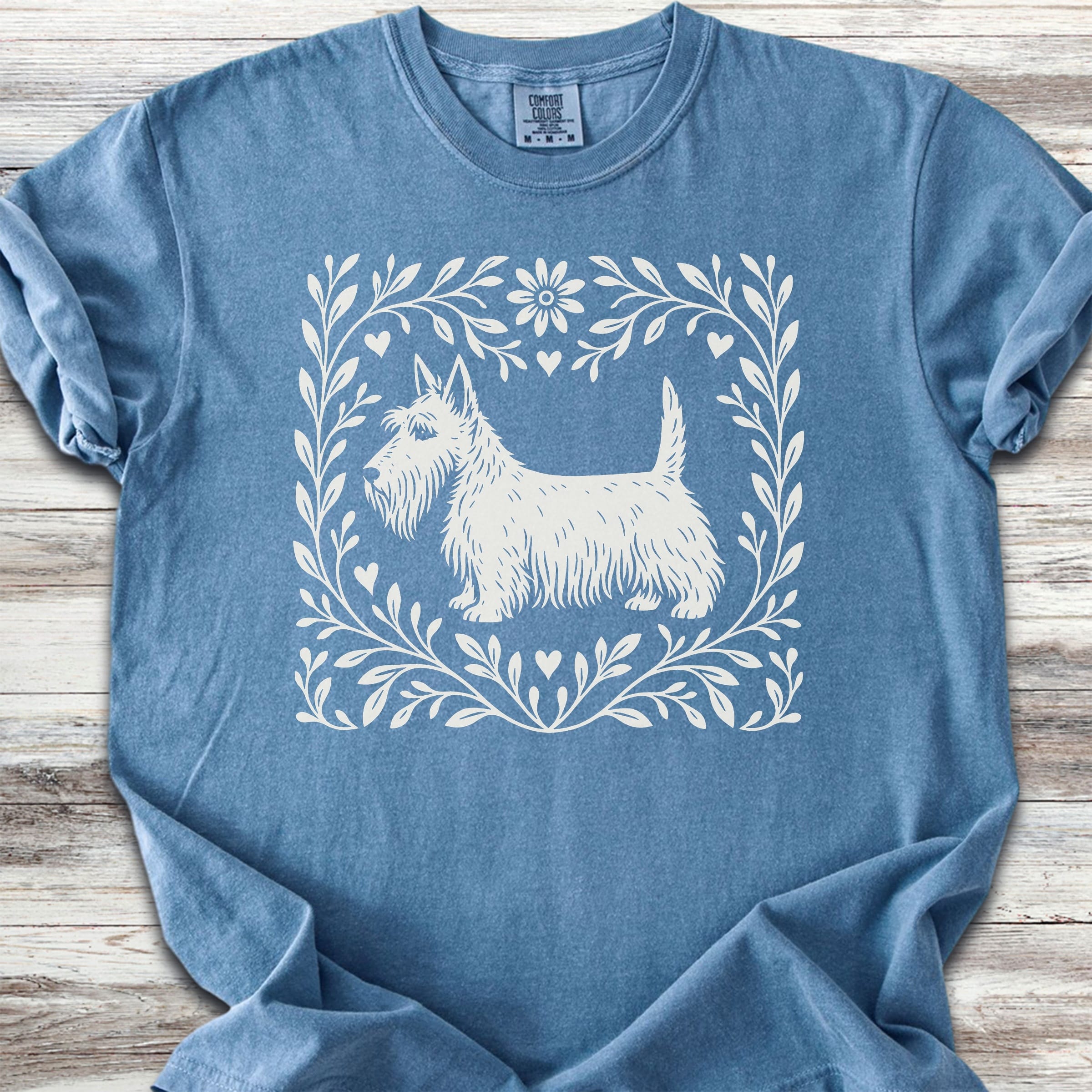 Scottish Terrier Linocut - Blue Jean