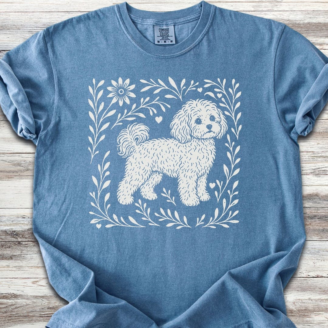 Maltipoo Linocut - Blue Jean