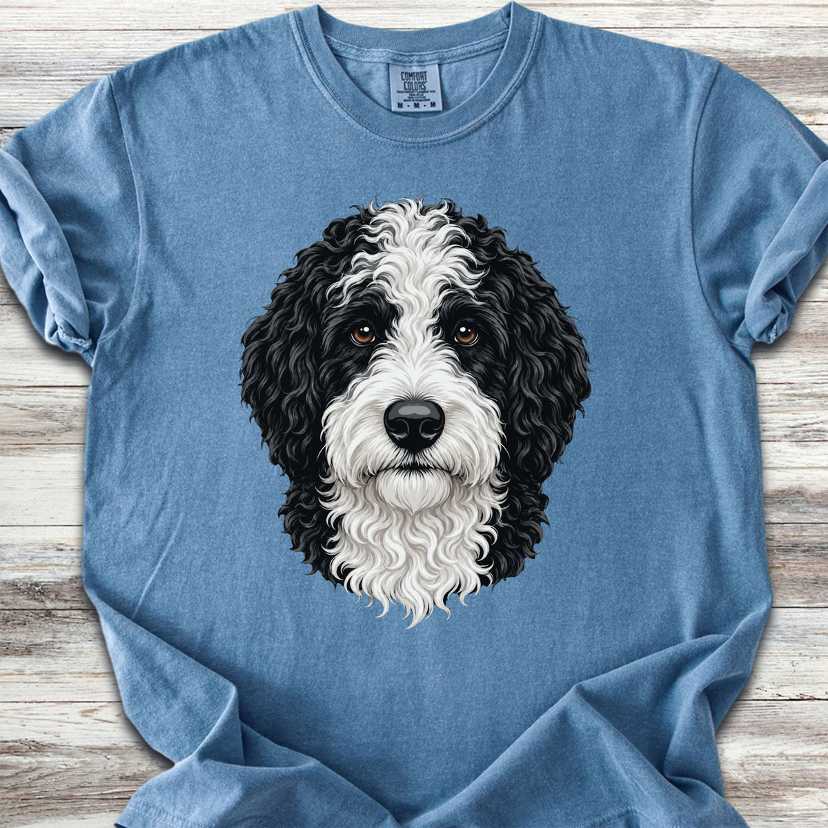 Sheepadoodle Studio Portrait - Blue Jean