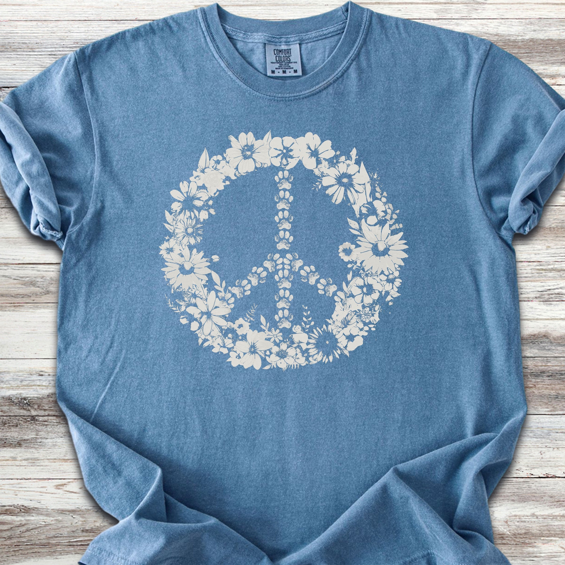 Vintage Floral Peace - Blue Jean