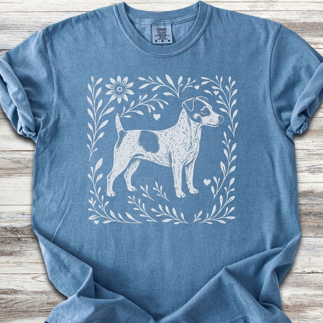 Jack Russell Linocut - Blue Jean