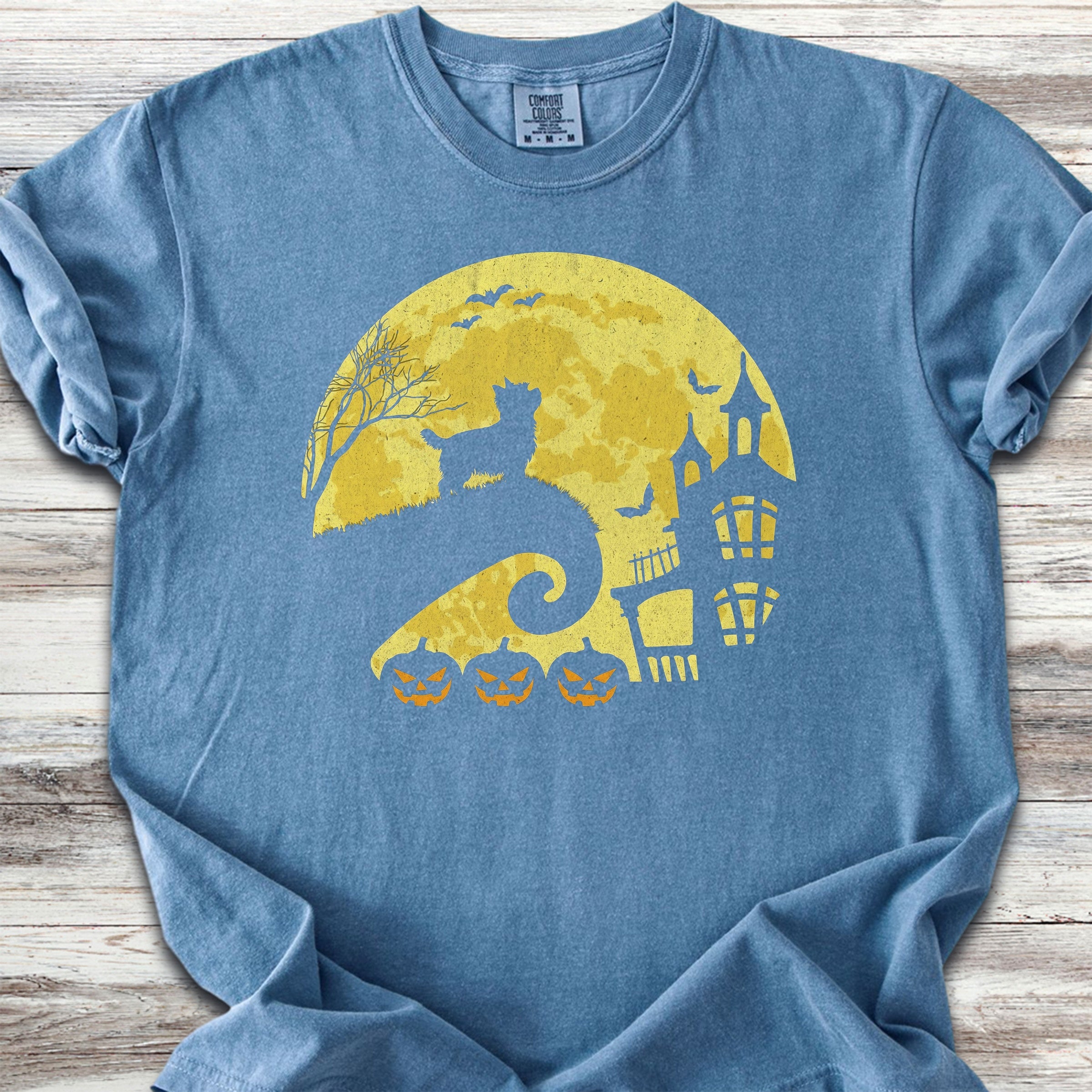 Yorkshire Terrier Halloween Moon - Blue Jean