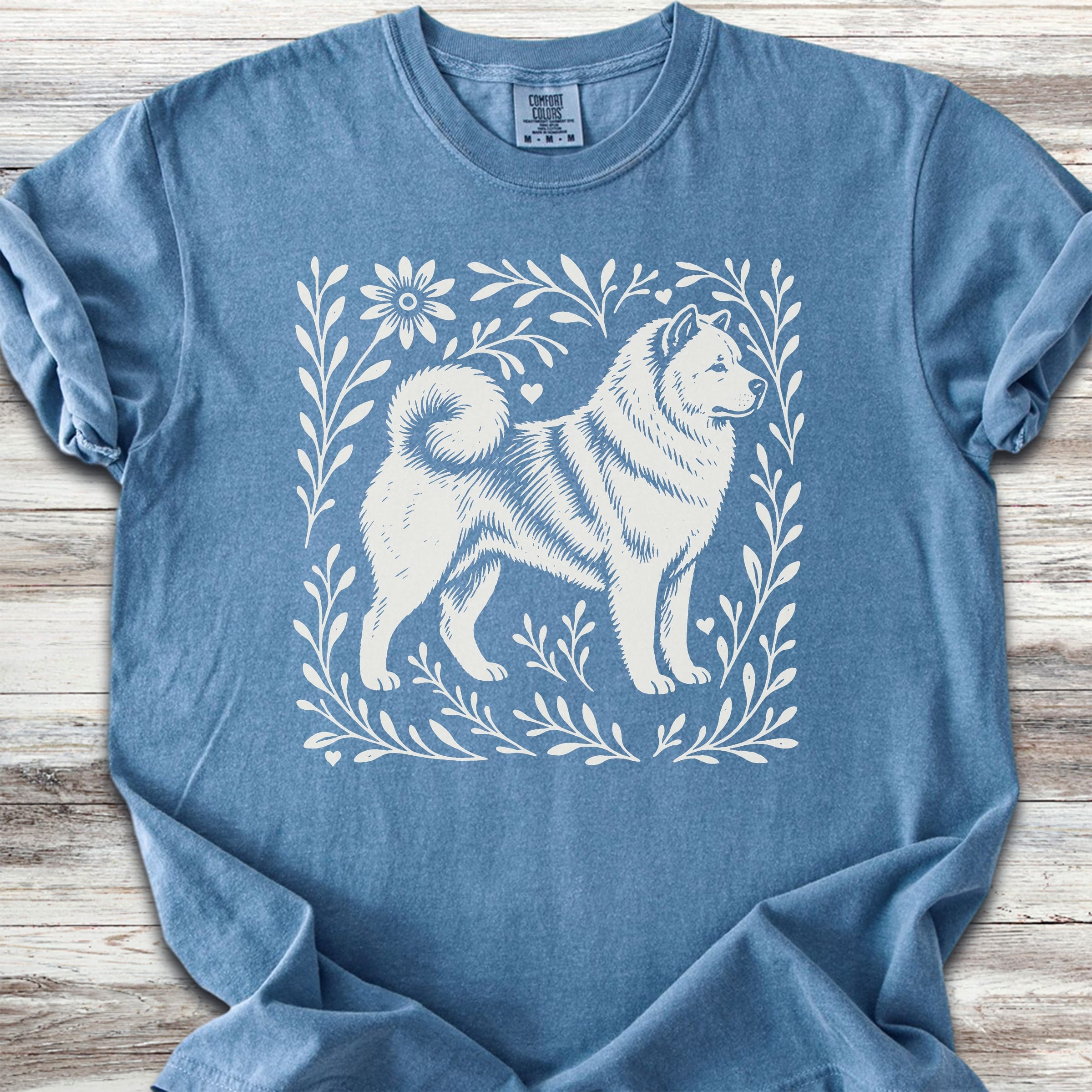 Akita Linocut - Blue Jean