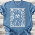 Schnauzer Dark Folk Art Floral - Blue Jean