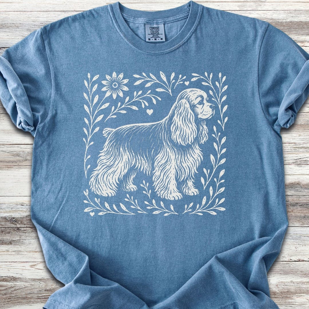 Cocker Spaniel Linocut - Blue Jean