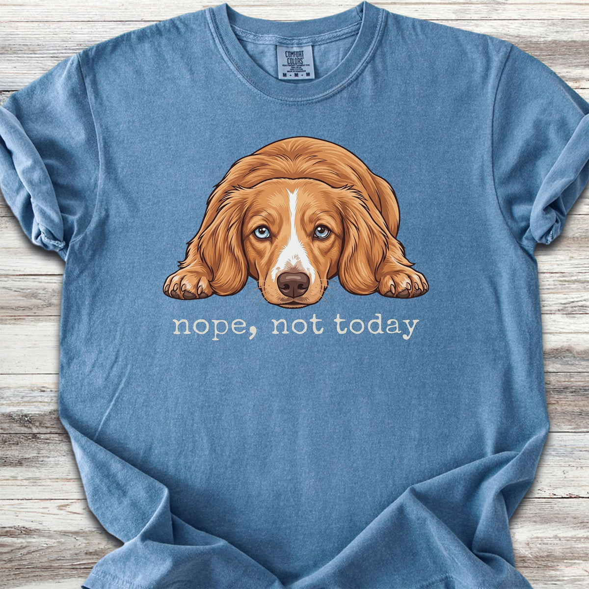 Dachshund Long Hair Red Piebald Nope - Blue Jean