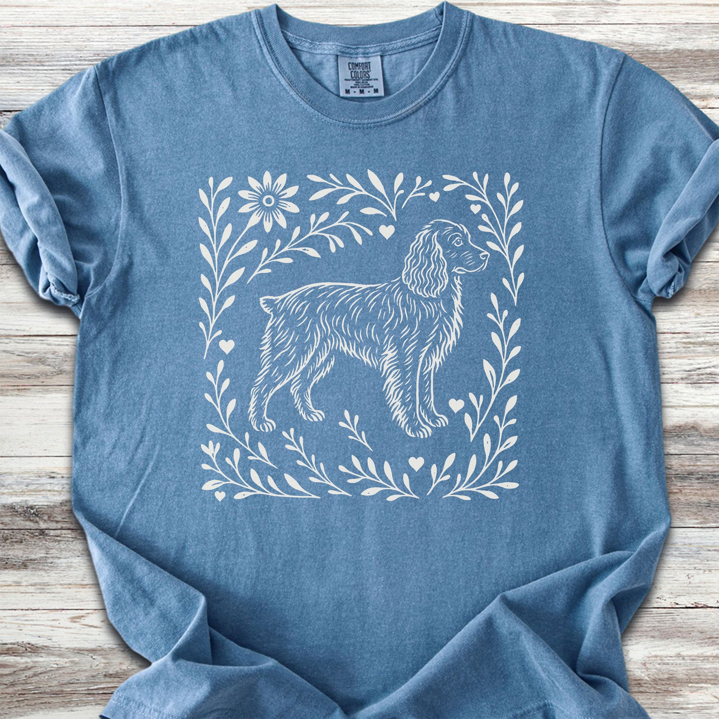 Boykin Spaniel Linocut - Blue Jean