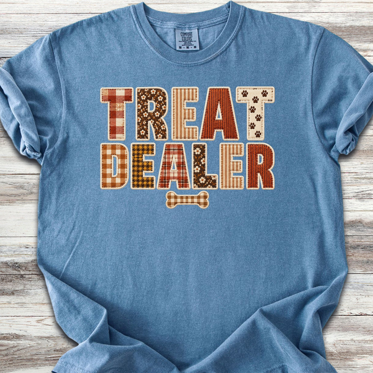 Treat Dealer Fall Faux Patchwork - Blue Jean