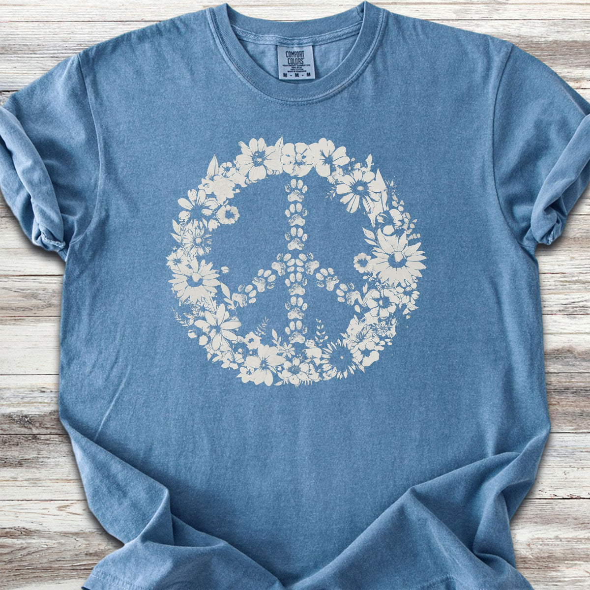 Vintage Floral Peace - Blue Jean