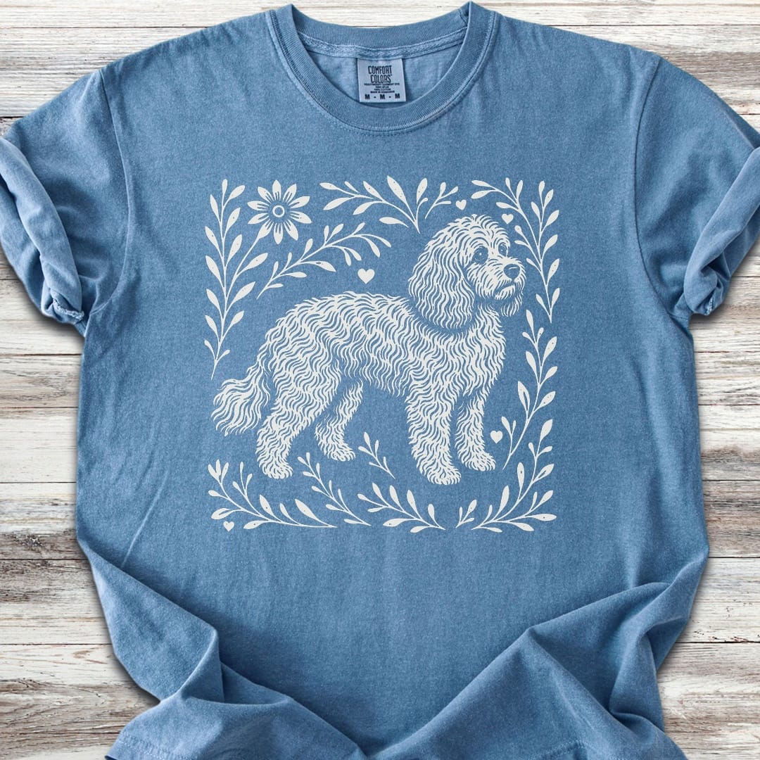 Cockapoo Linocut - Blue Jean
