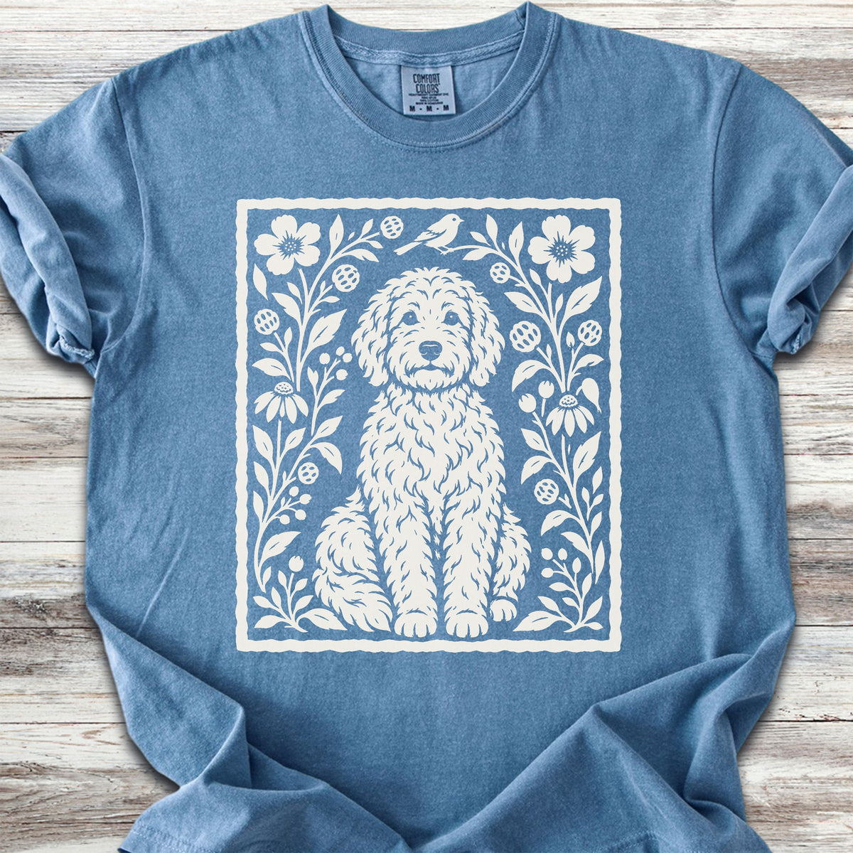 Doodle Folk Art Floral - Blue Jean