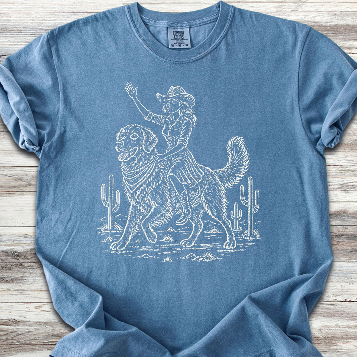 Golden Retriever Cowgirl - Blue Jean