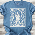 Border Collie Folk Art Floral - Blue Jean