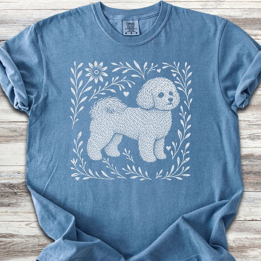 Bichon Frise Linocut - Blue Jean