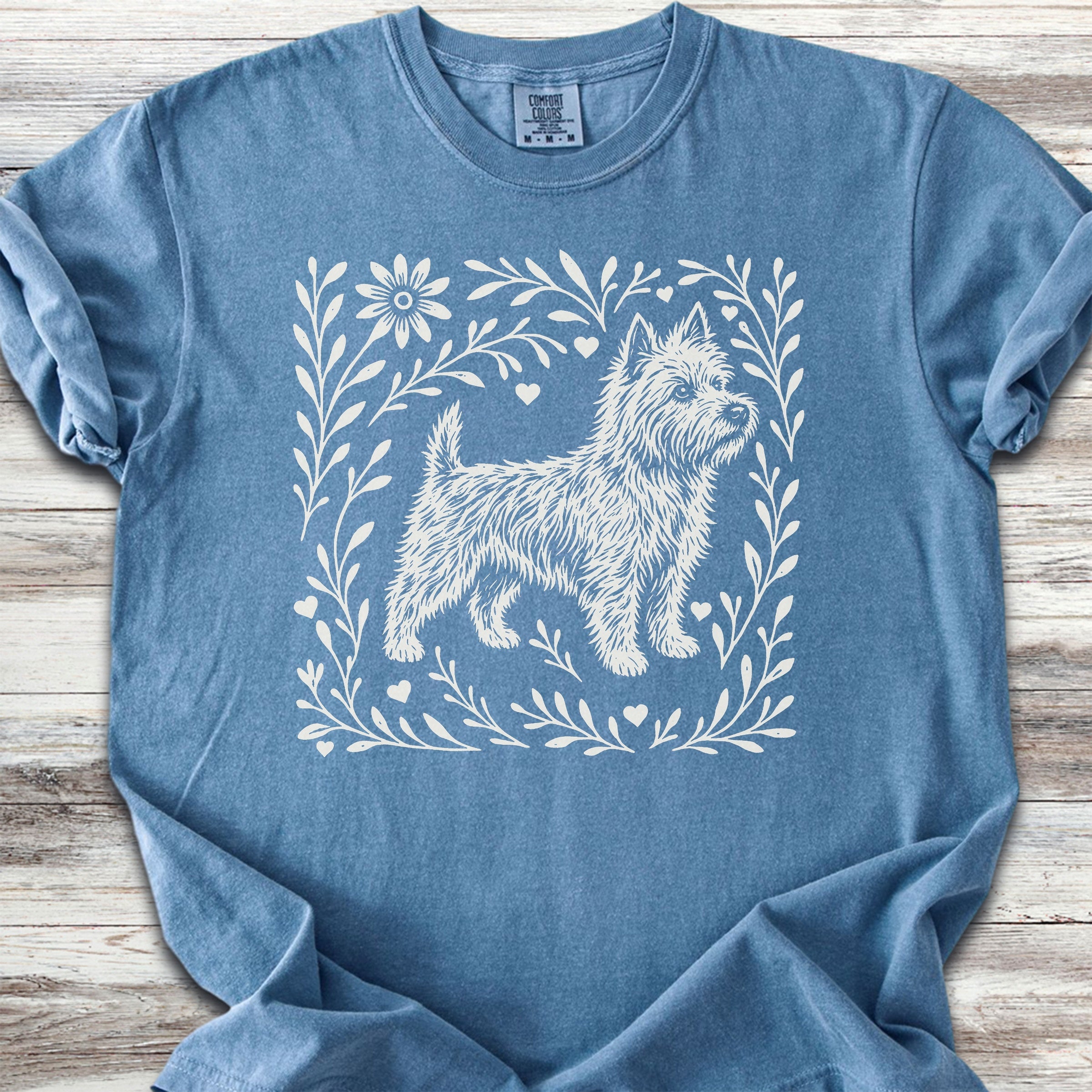 Cairn Terrier Linocut - Blue Jean