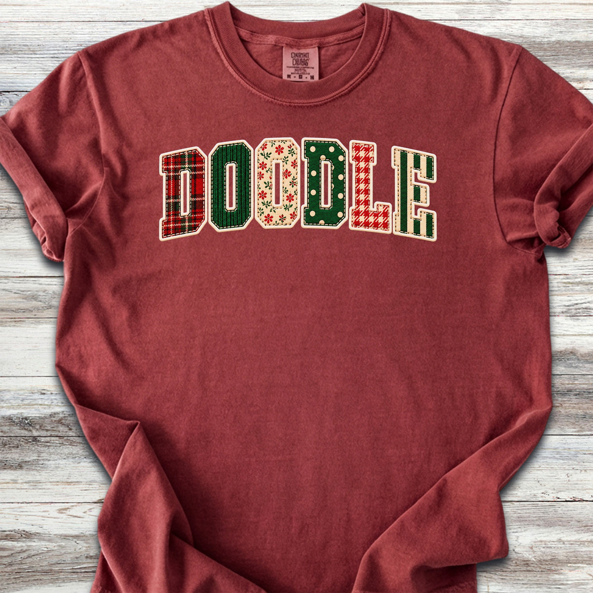 Doodle Holiday Faux Patchwork - Brick