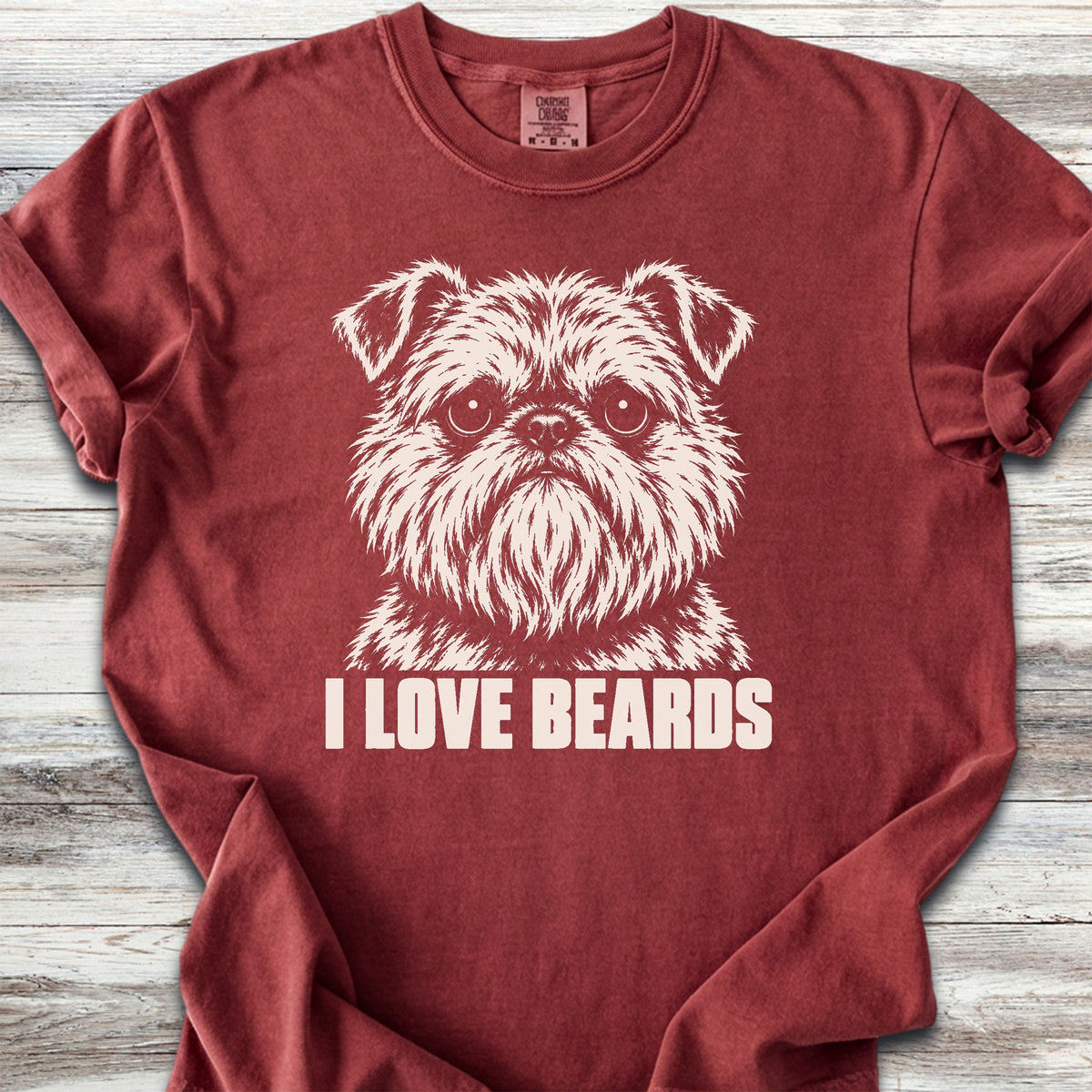 Brussels Griffon I Love Beards - Brick