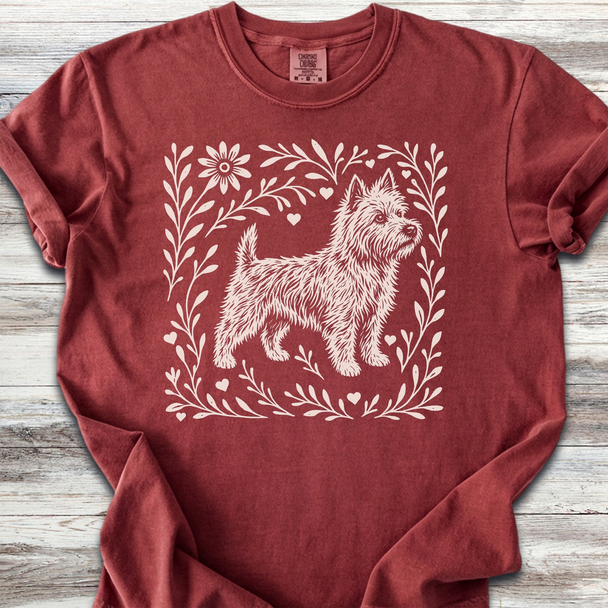 Cairn Terrier Linocut - Brick