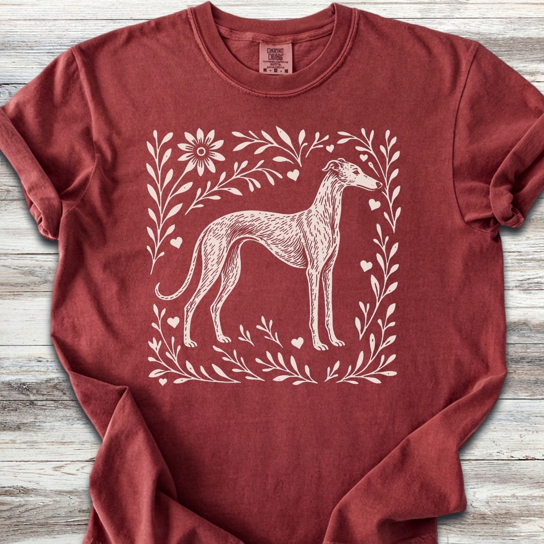 Greyhound Linocut - Brick