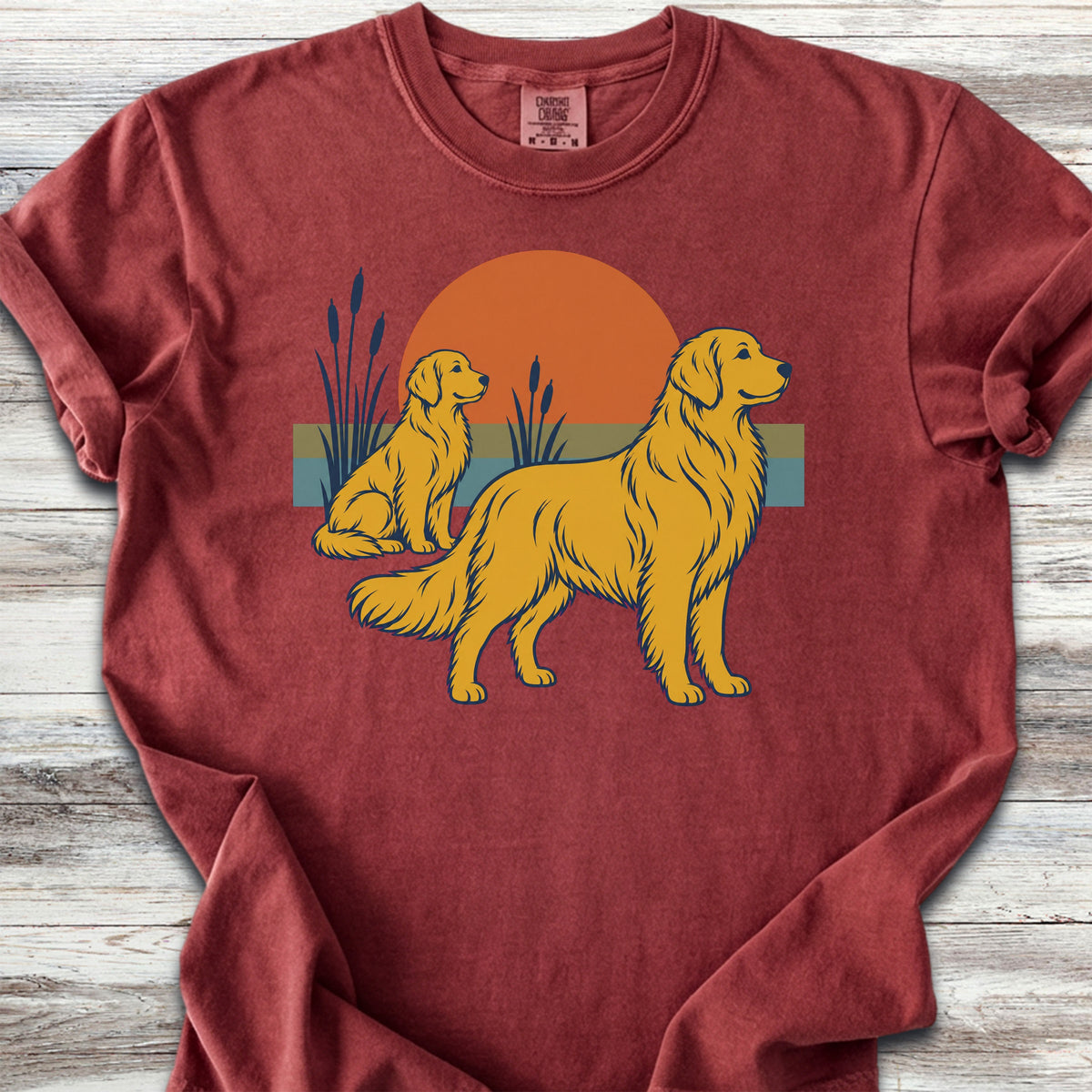 Golden Retriever Retro Sun - Brick