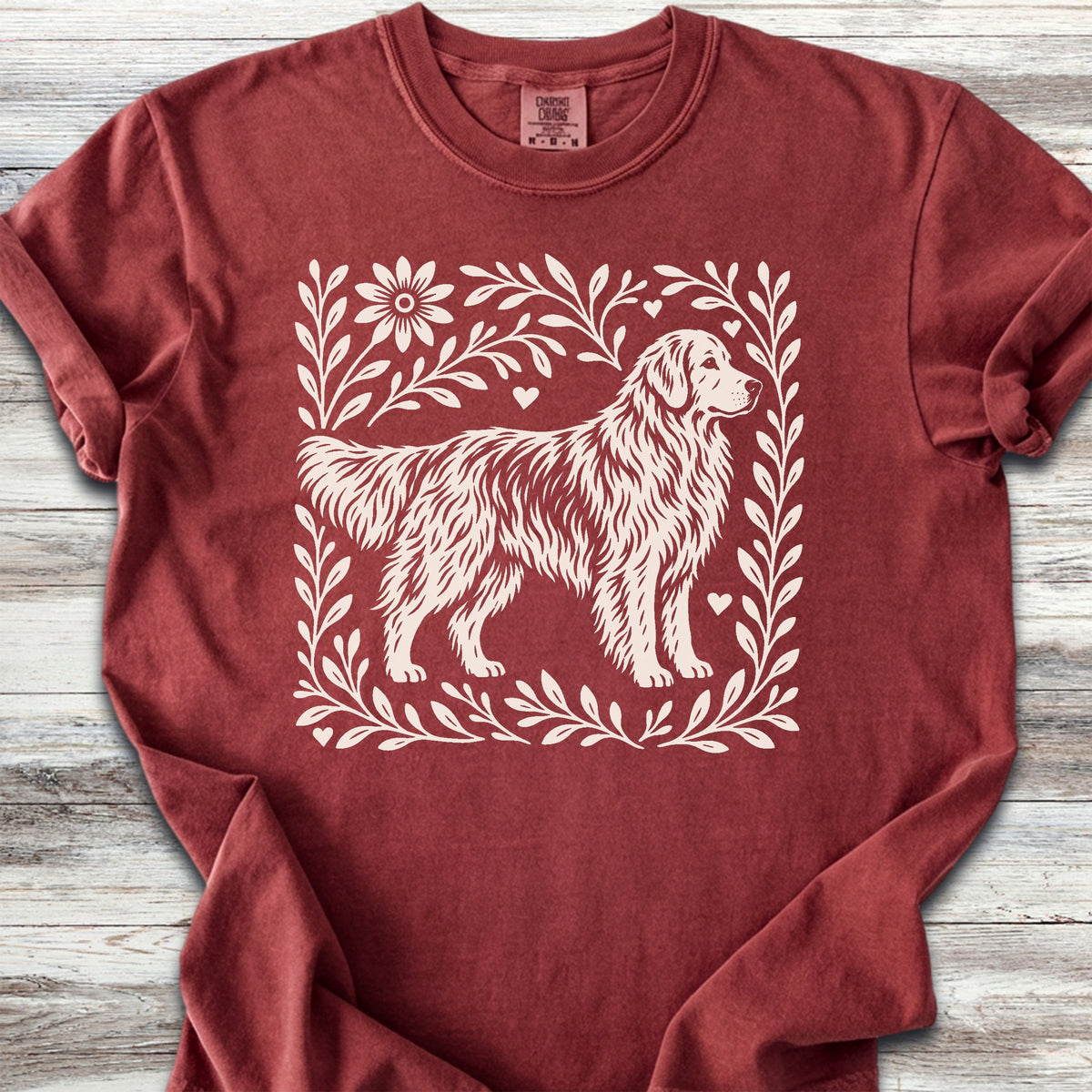 Golden Retriever Linocut - Brick