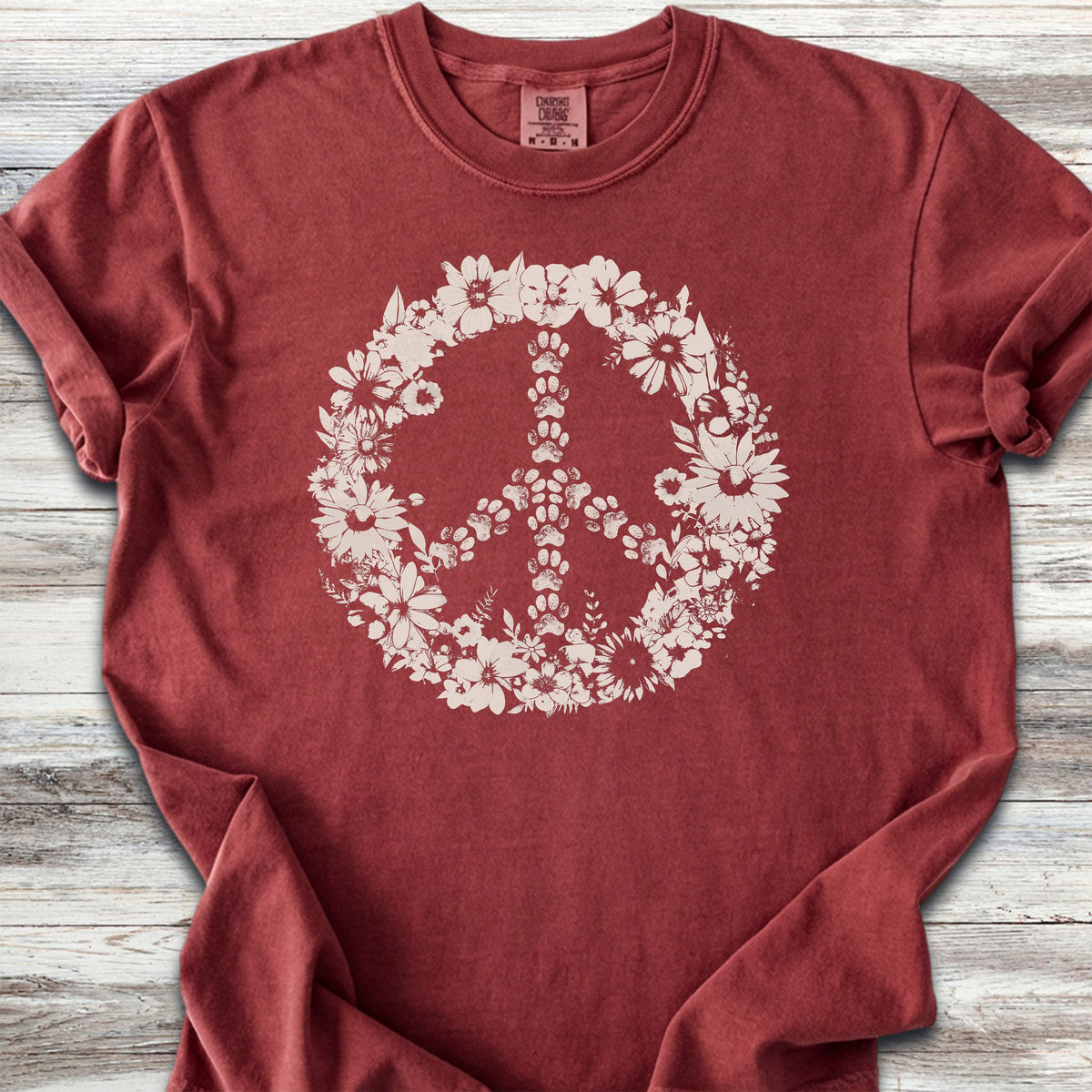 Vintage Floral Peace - Brick