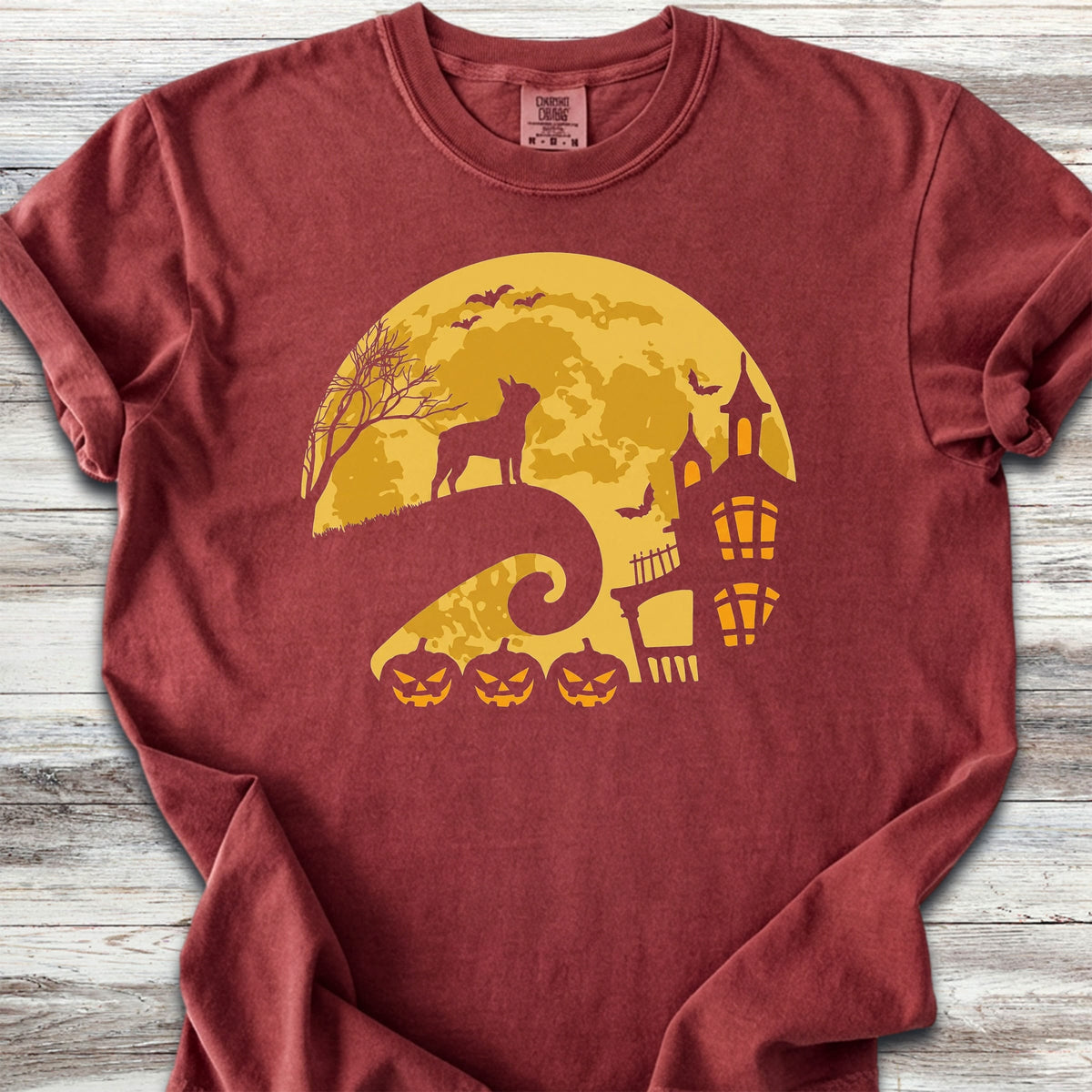 Boston Terrier Halloween Moon - Brick