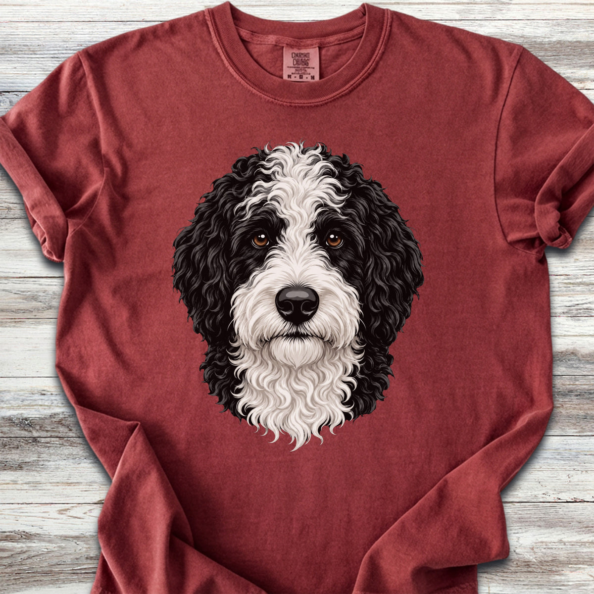 Sheepadoodle Studio Portrait - Brick