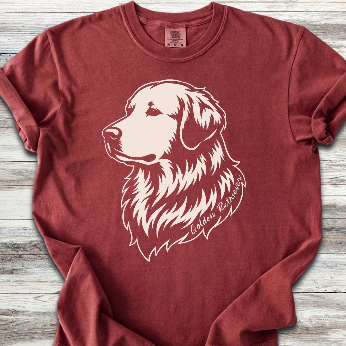 Golden Retriever Woodcut Portrait - Brick