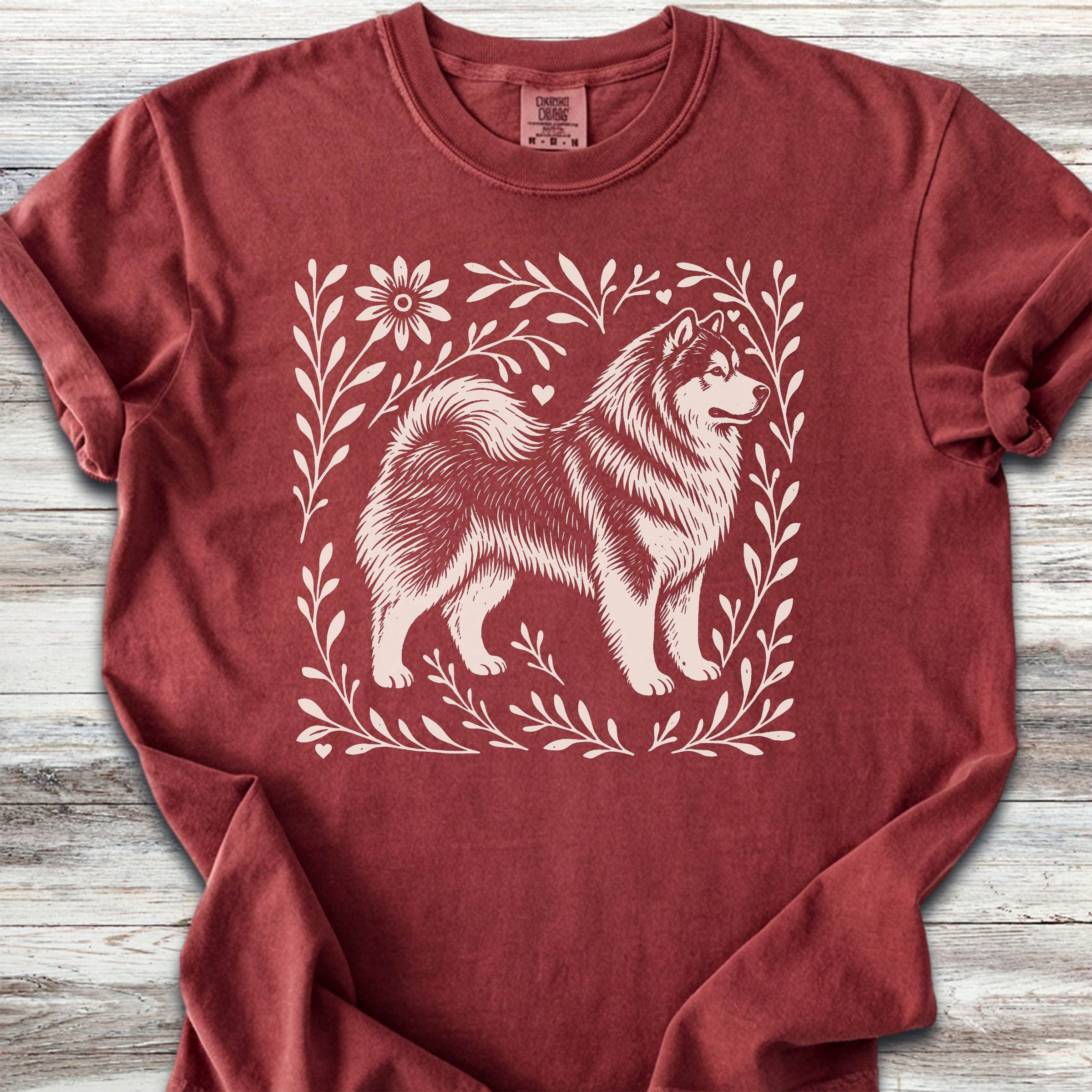 Alaskan Malamute Linocut - Brick