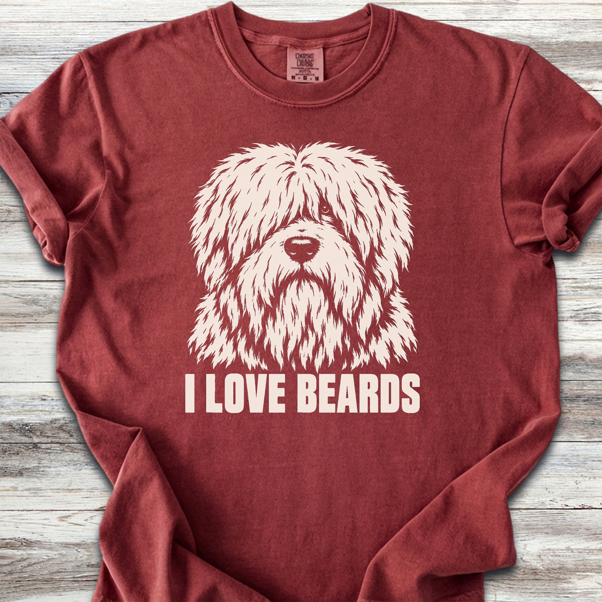 Old English Sheepdog I Love Beards - Brick