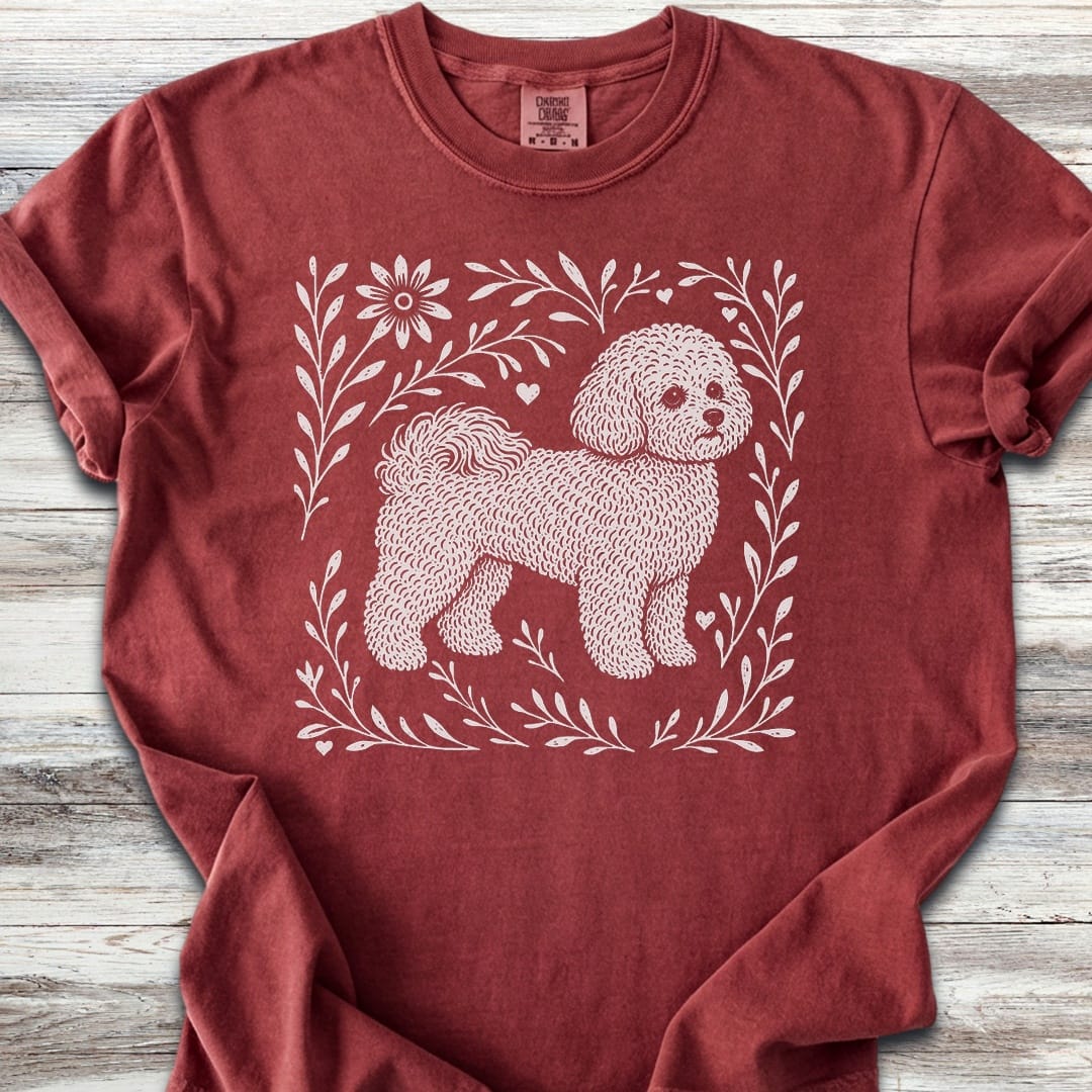 Bichon Frise Linocut - Brick