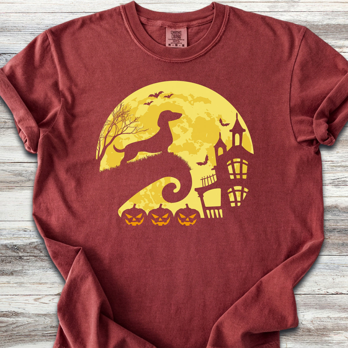Dachshund Halloween Moon - Brick