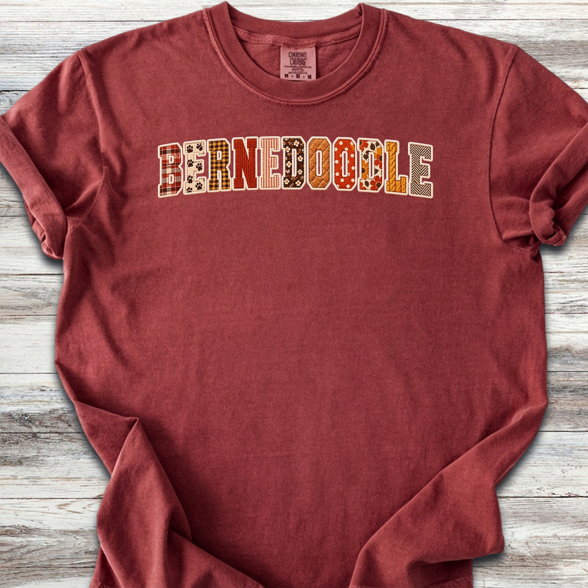 Bernedoodle Fall Faux Patchwork - Brick