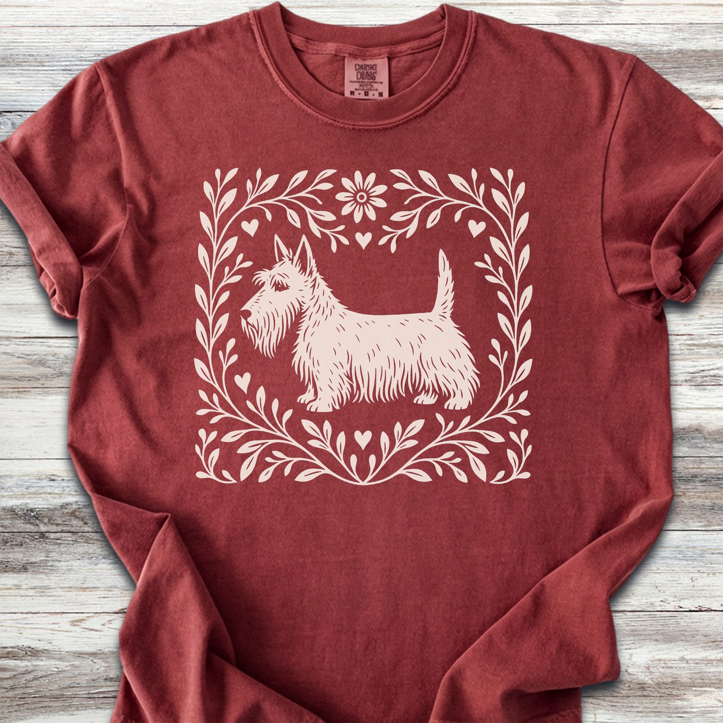 Scottish Terrier Linocut - Brick