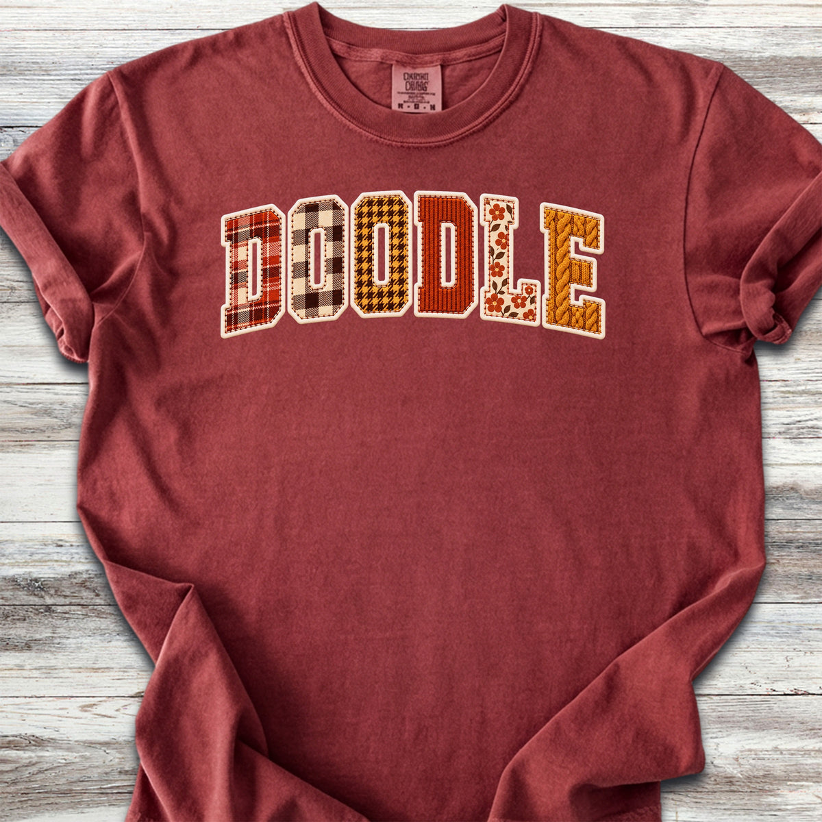 Doodle Fall Faux Patchwork - Brick