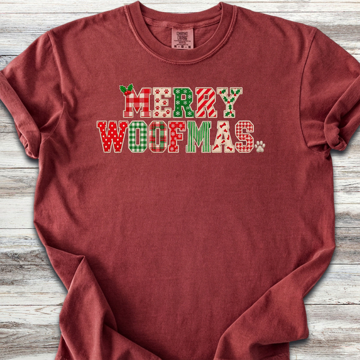 Merry Woofmas Faux Patchwork - Brick
