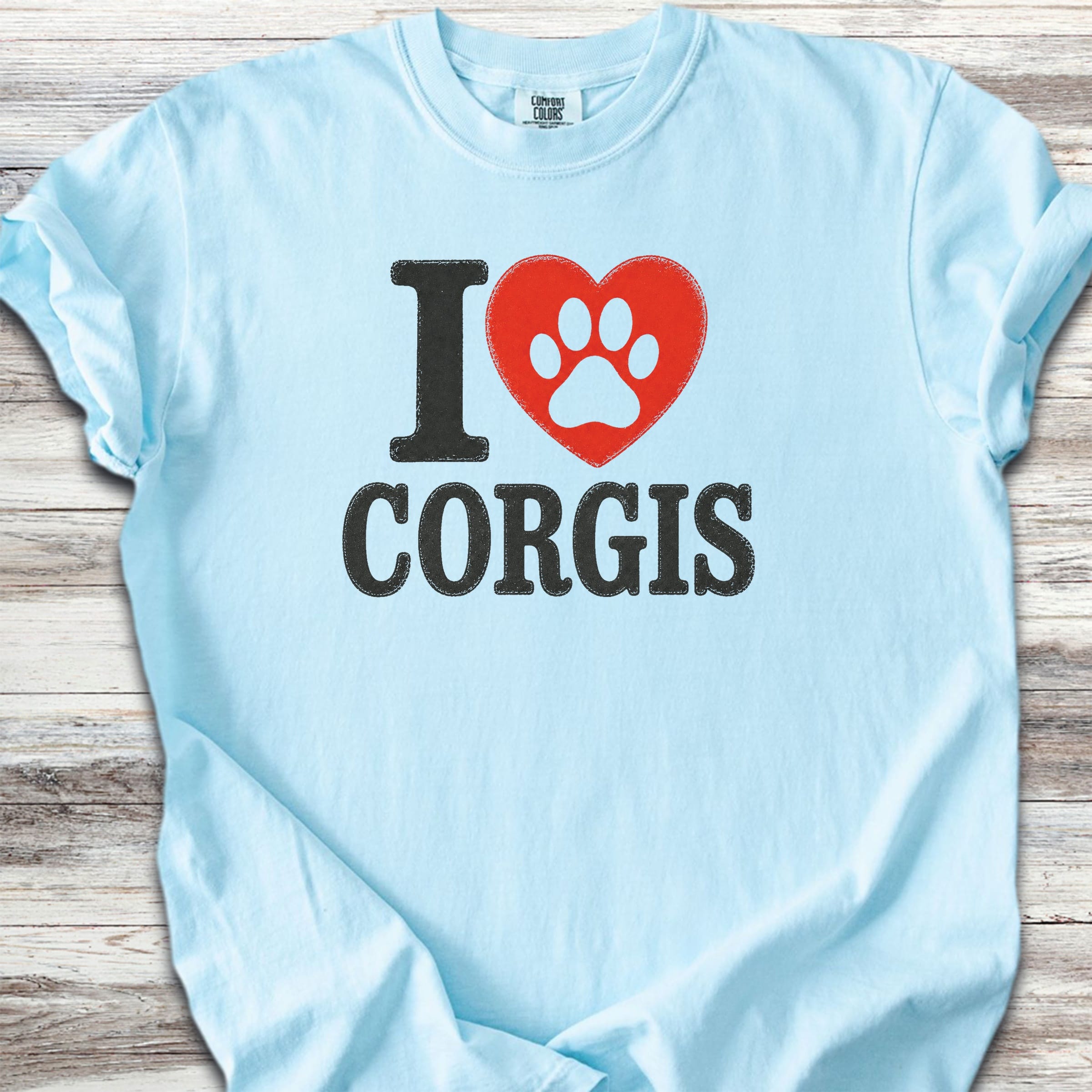 Corgi I Heart - Chambray