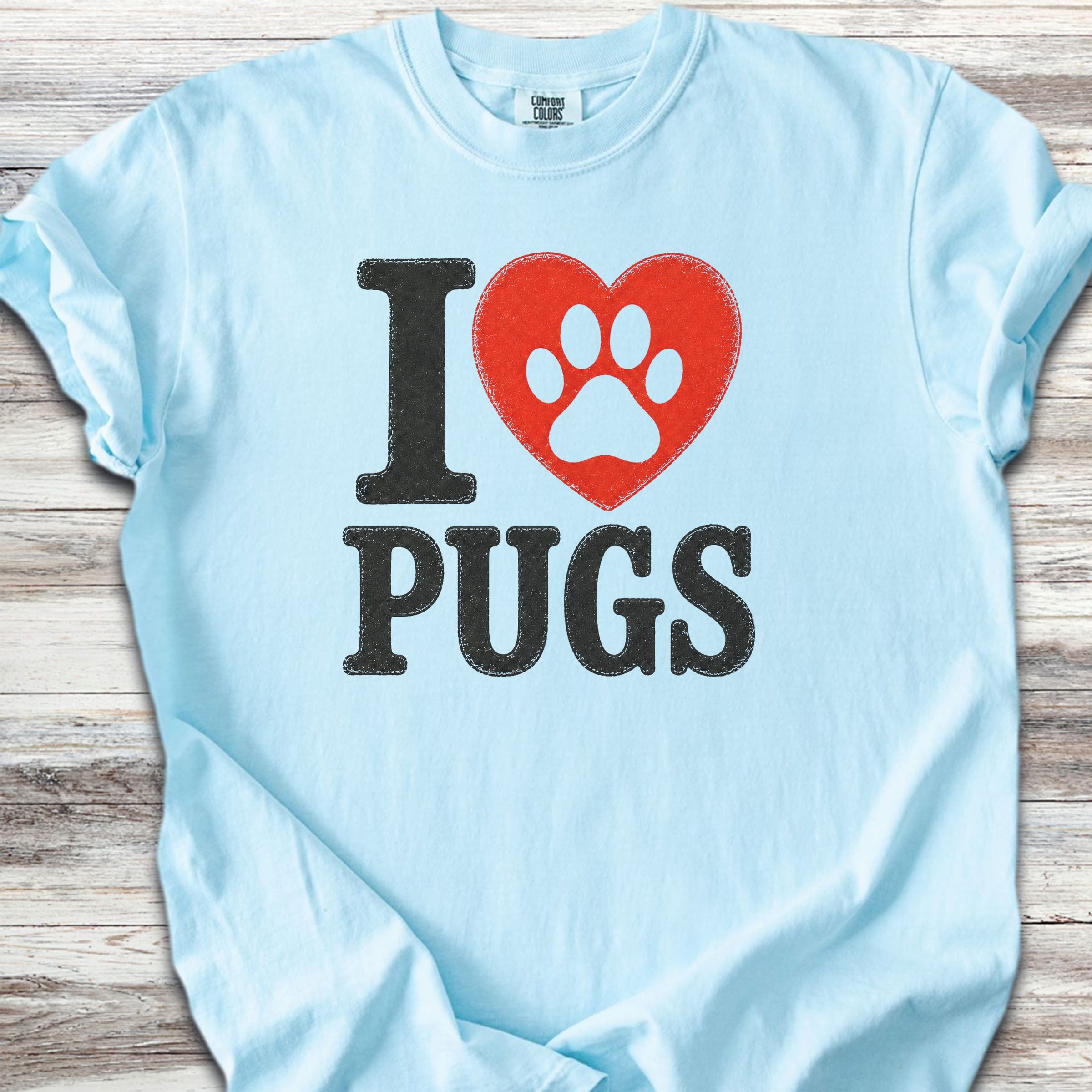 Pugs I Heart - Chambray