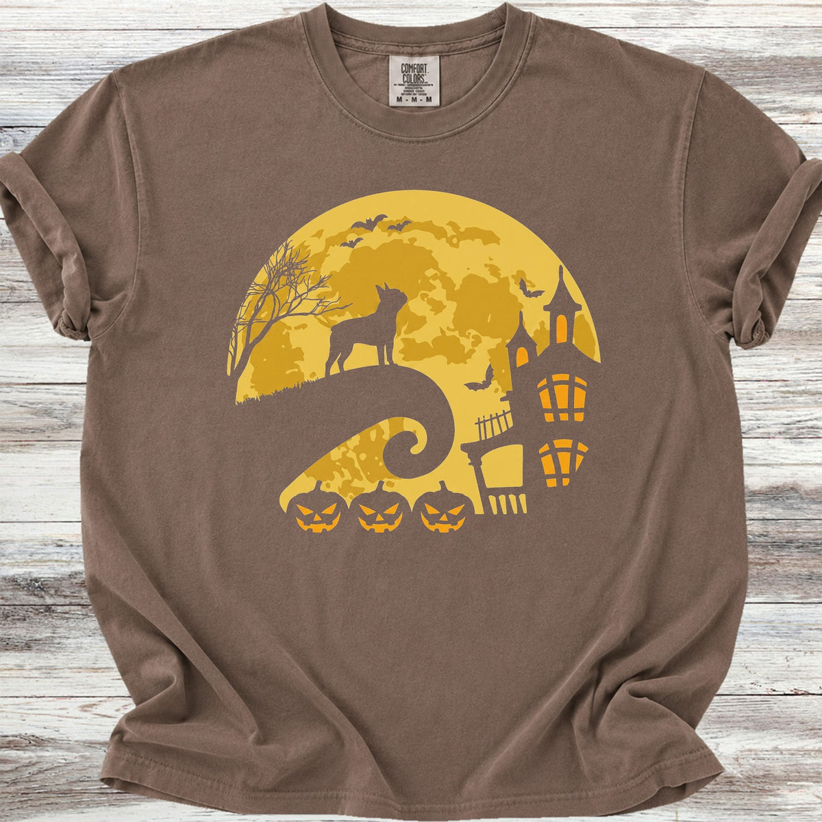 Boston Terrier Halloween Moon - Espresso