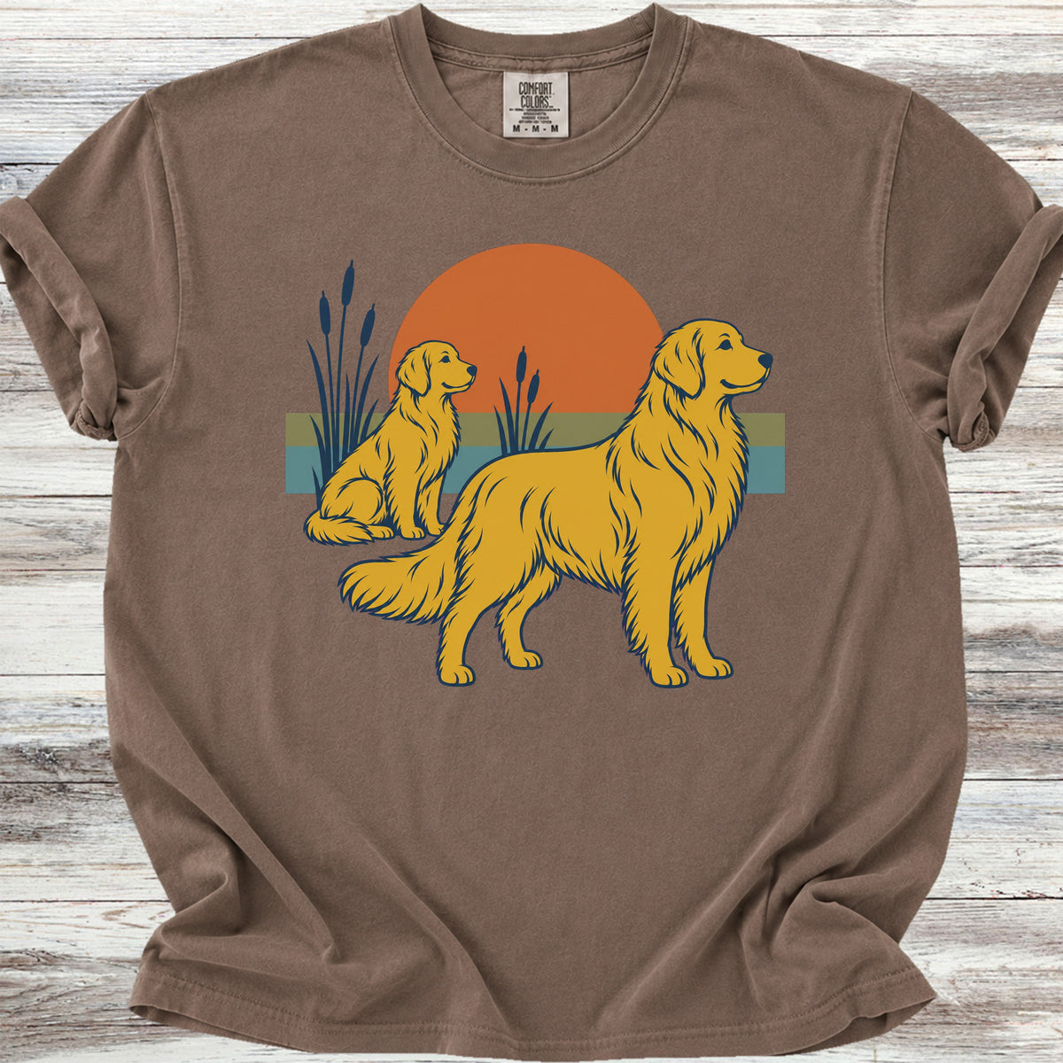 Golden Retriever Retro Sun - Espresso