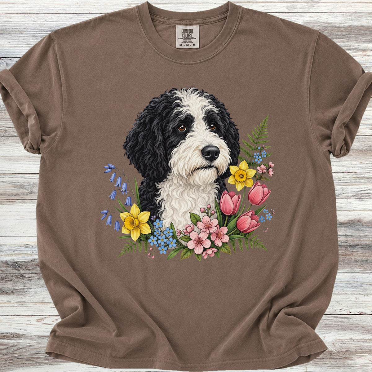 Sheepadoodle Spring Portrait - Espresso